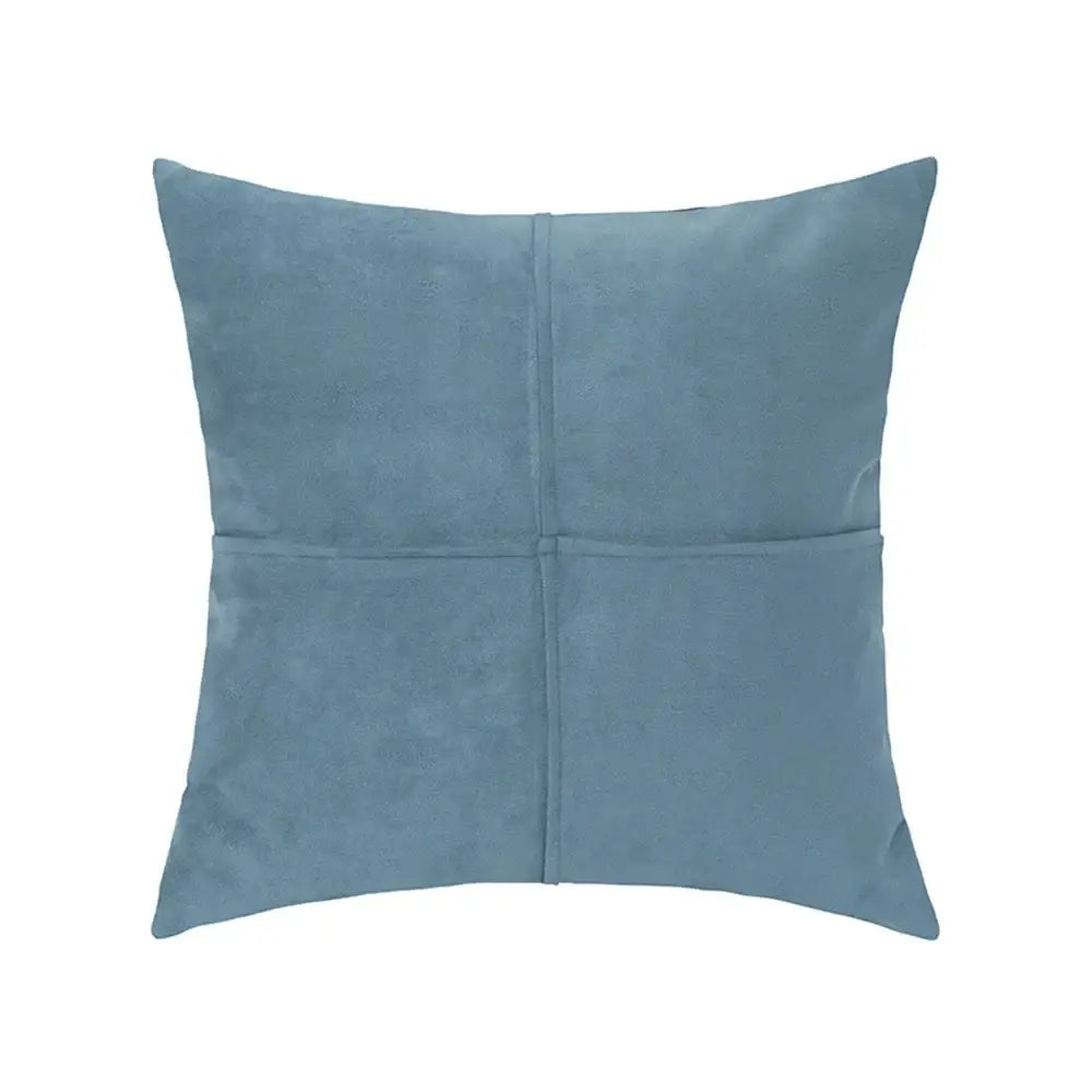 Light blue cross faux suede pillow cover with subtle cross-stitch seam decorbites cross faux for living room decor
