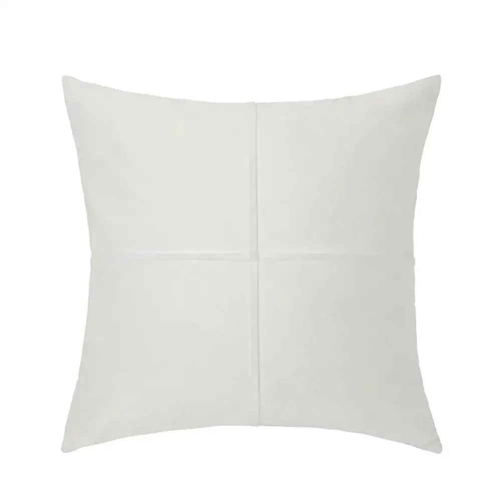 White square pillow cover with subtle cross-stitch design in decorbites cross faux suede for living room decor