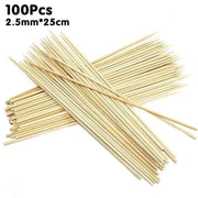 Natural bamboo bbq skewers 100pcs bundle 2.5mm diameter 25cm long ideal for grilling and cooking