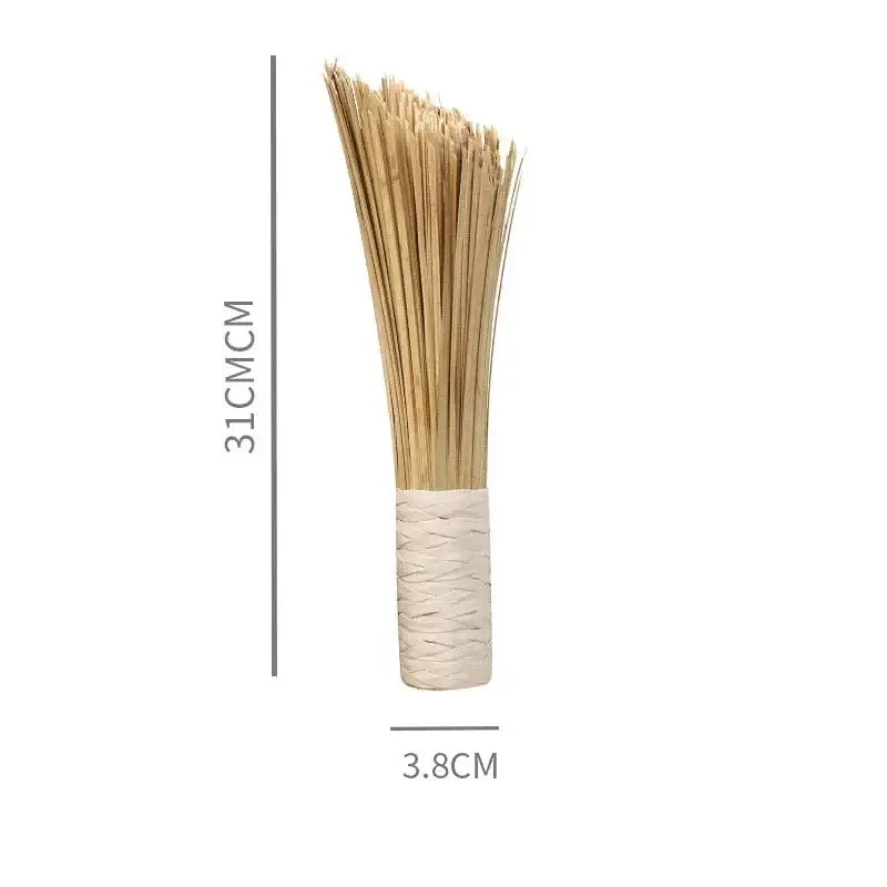 Natural bamboo pot brush 31cm tall with off-white woven handle for green cleaning by decorbites bamboo kitchen