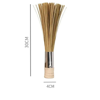 Natural bamboo pot brush with 30cm bamboo bristles silver ferrule and light wood handle for green cleaning decorbites bamboo kitchen