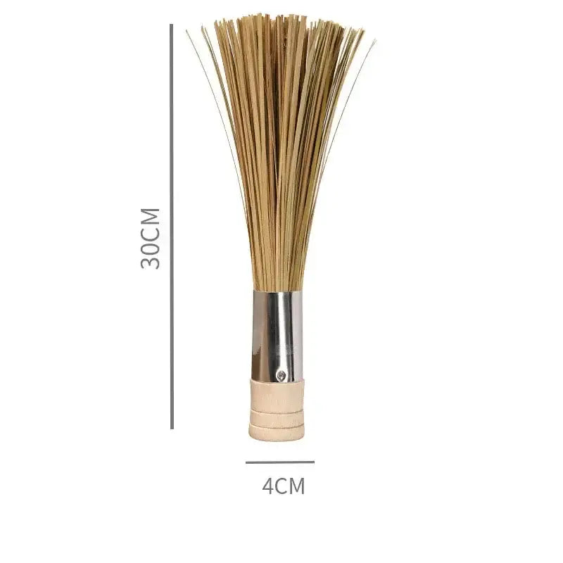 Natural bamboo pot brush with 30cm bamboo bristles silver ferrule and light wood handle for green cleaning decorbites bamboo kitchen