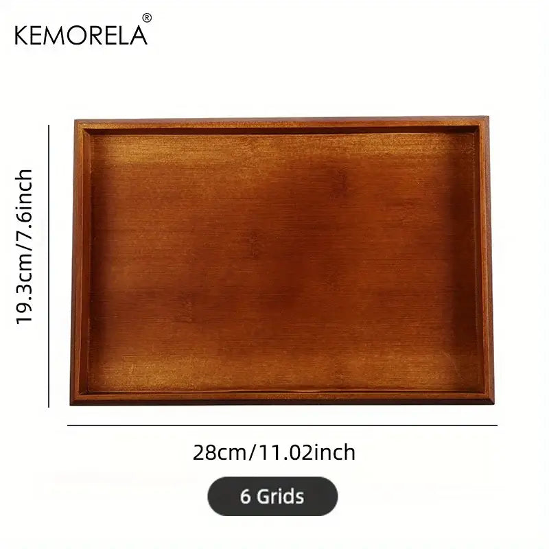 Natural bamboo wooden rectangular tea tray set of 3 featuring warm brown finish and raised edges with visible wood grain