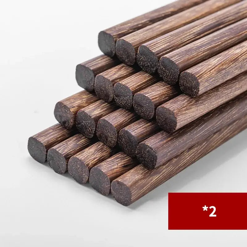 Set of natural dark brown healthy wood chopsticks with rounded ends wood grain for decorbites wood chopsticks set dining use
