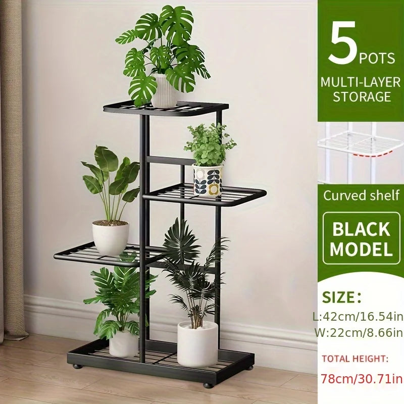 Natural Iron Plant Stand Holder - 4/5/6Layers - 4layers-black
