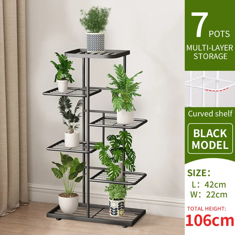 Natural Iron Plant Stand Holder - 4/5/6Layers - 6layers-black