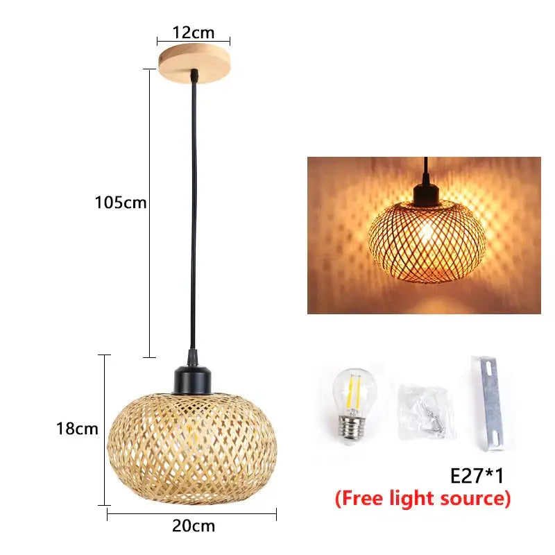 Natural lattice bamboo rattan pendant chandelier with spherical design and tan finish for dining room lighting decorbites bamboo rattan