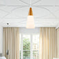 Natural Wood Cone Milk Glass Suspension Pendant Light - Modern 1-Light Fixture (5"/7.5"/10.5" Wide)