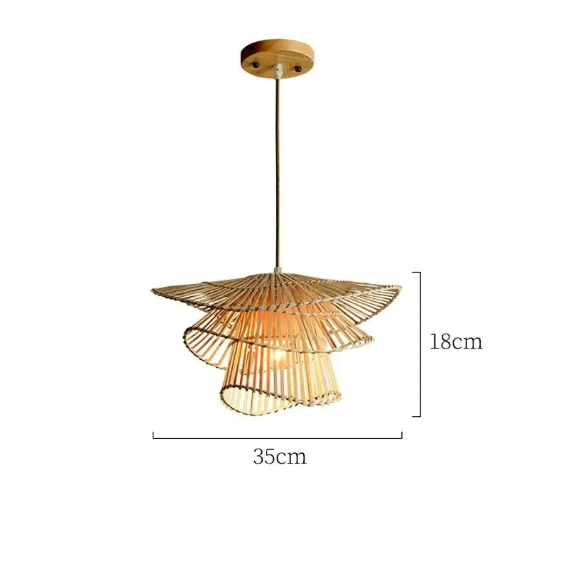 Natural woven bamboo rattan pendant light with tiered design wooden ceiling mount and metal rod for dining room decorbites bamboo rattan pendant