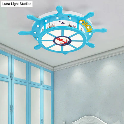 DecorBites™ DecorBites™ Nautical Blue Rudder Boys' Bedroom Ceiling Lamp - Acrylic Flush Ceiling Light