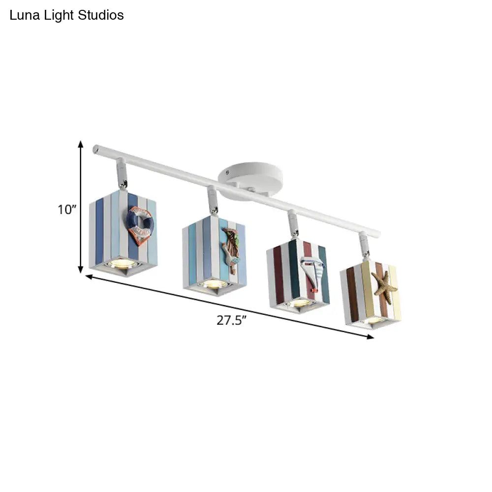 DecorBites™ DecorBites™ Nautical Flush Mount Ceiling Light with Rotatable Cuboid and 1/2/4 Heads, 5w/10w Resin for Kids Room