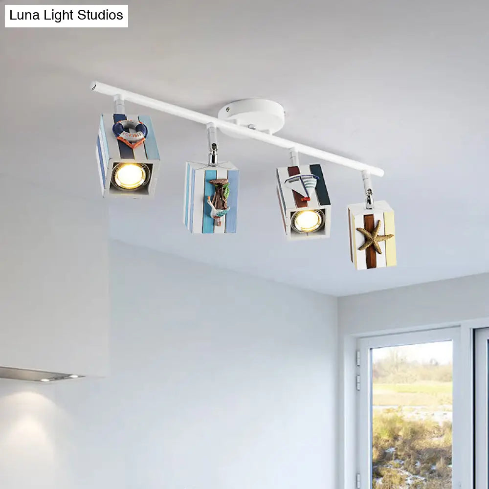 DecorBites™ DecorBites™ Nautical Flush Mount Ceiling Light with Rotatable Cuboid and 1/2/4 Heads, 5w/10w Resin for Kids Room