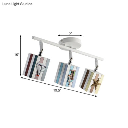 DecorBites™ DecorBites™ Nautical Flush Mount Ceiling Light with Rotatable Cuboid and 1/2/4 Heads, 5w/10w Resin for Kids Room