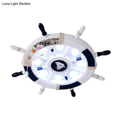 DecorBites™ DecorBites™ Nautical Flush Mount LED Light with Wood Rudder Deco and Blue Acrylic Circle