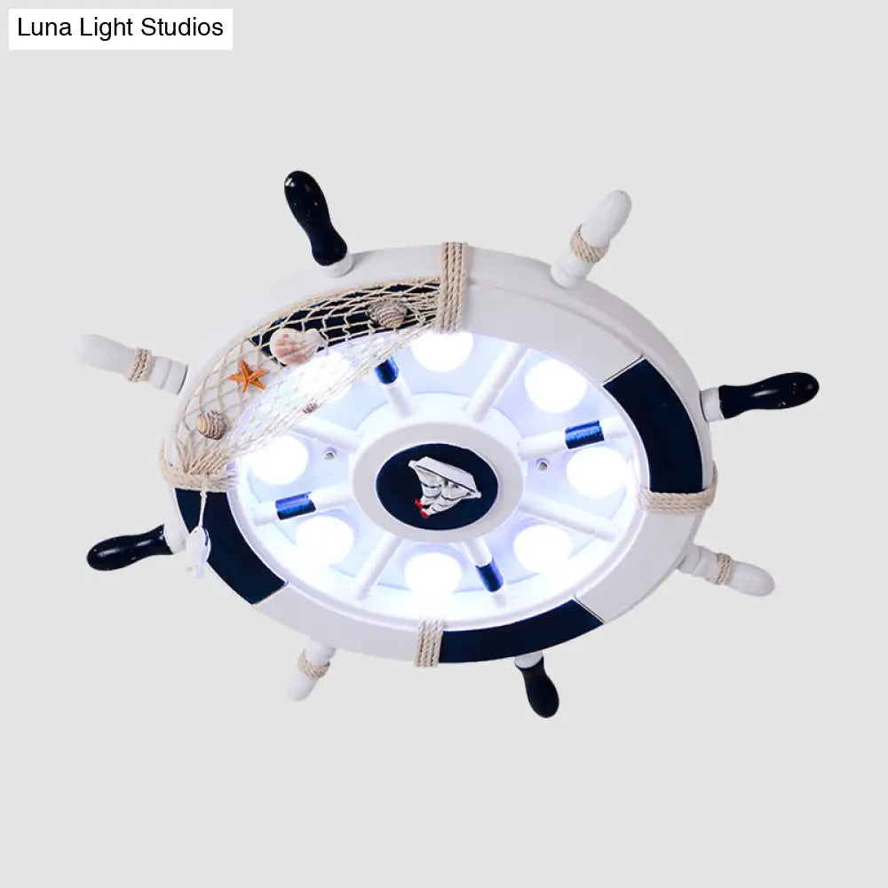 DecorBites™ DecorBites™ Nautical Flush Mount LED Light with Wood Rudder Deco and Blue Acrylic Circle