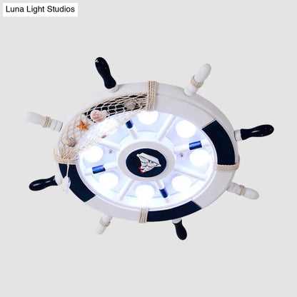 DecorBites™ DecorBites™ Nautical Flush Mount LED Light with Wood Rudder Deco and Blue Acrylic Circle