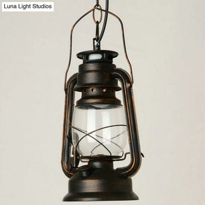 Nautical Kerosene Lantern Pendant Light - Clear Glass Hanging Lamp for Corridor