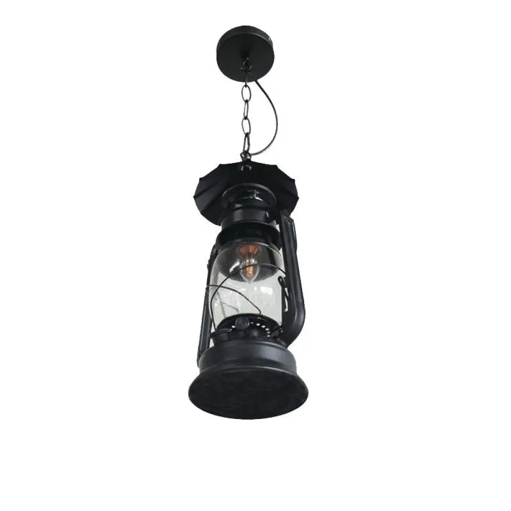 Nautical Kerosene Lantern Pendant Light - Clear Glass Hanging Lamp for Corridor