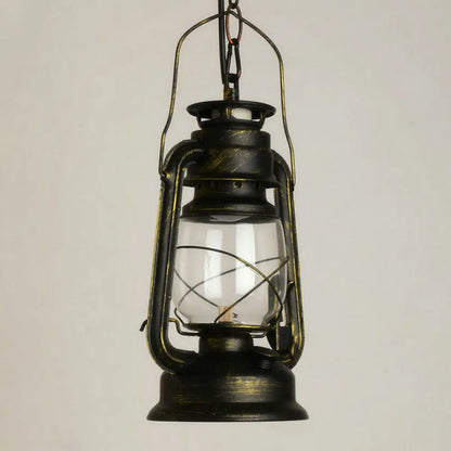 Nautical Kerosene Lantern Pendant Light - Clear Glass Hanging Lamp for Corridor