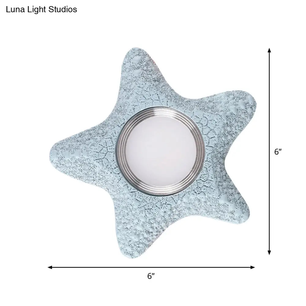 DecorBites™ DecorBites™ Nautical LED Ceiling Lamp in Black/Blue/Light Blue with Resin Shade - Flush Mount Lighting for Warm/White Light