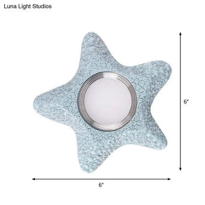 DecorBites™ DecorBites™ Nautical LED Ceiling Lamp in Black/Blue/Light Blue with Resin Shade - Flush Mount Lighting for Warm/White Light