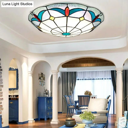 DecorBites™ DecorBites™ Nautical Stained Glass Flush Mount Ceiling Light in White - 12"/16" Width for Living Room