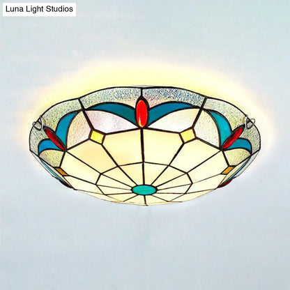 DecorBites™ DecorBites™ Nautical Stained Glass Flush Mount Ceiling Light in White - 12"/16" Width for Living Room