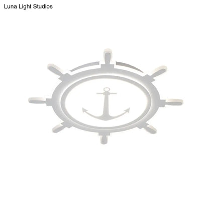 DecorBites™ DecorBites™ Nautical Style Acrylic Flushmount Ceiling Light with Rudder and Anchor Design - Perfect for Teens