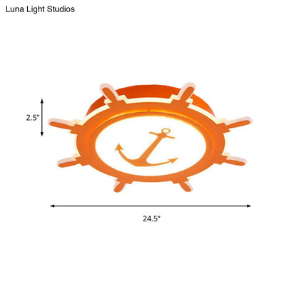 DecorBites™ DecorBites™ Nautical Style Acrylic Flushmount Ceiling Light with Rudder and Anchor Design - Perfect for Teens