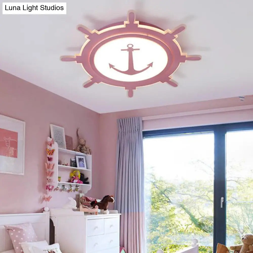 DecorBites™ DecorBites™ Nautical Style Acrylic Flushmount Ceiling Light with Rudder and Anchor Design - Perfect for Teens