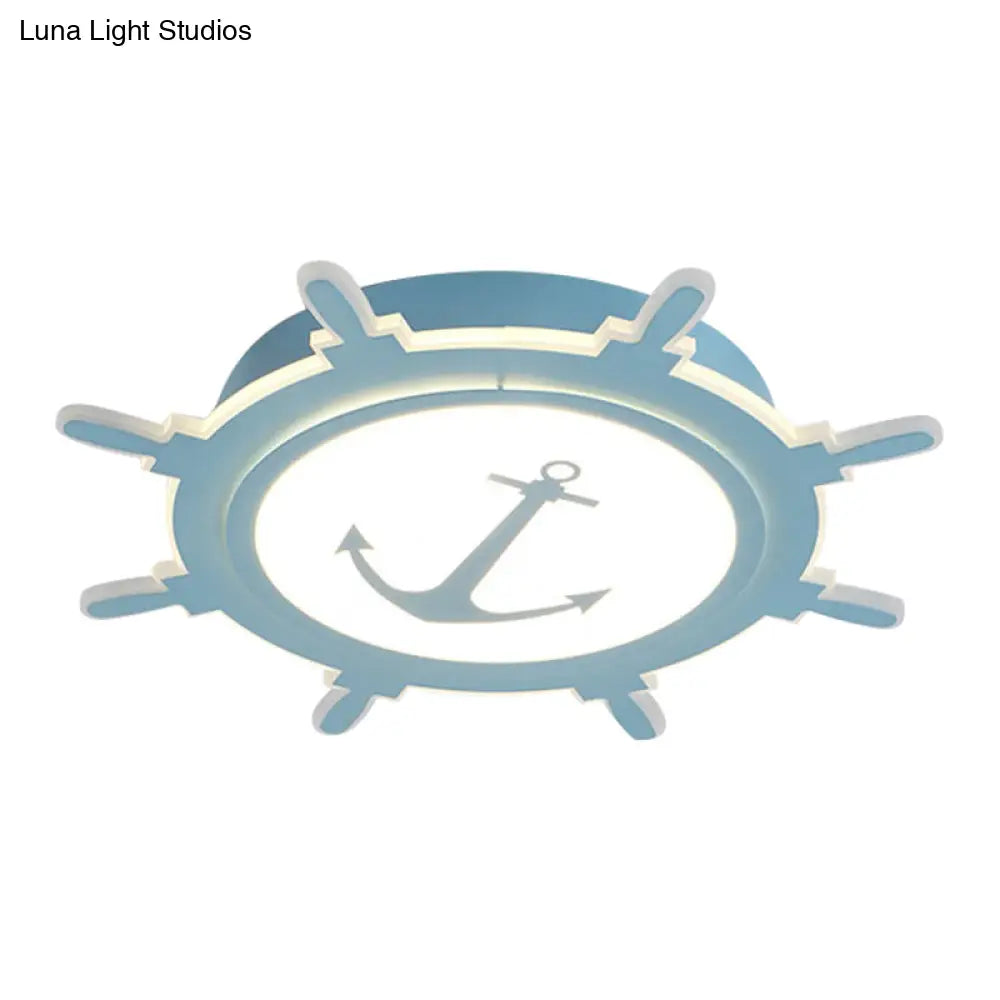 DecorBites™ DecorBites™ Nautical Style Acrylic Flushmount Ceiling Light with Rudder and Anchor Design - Perfect for Teens
