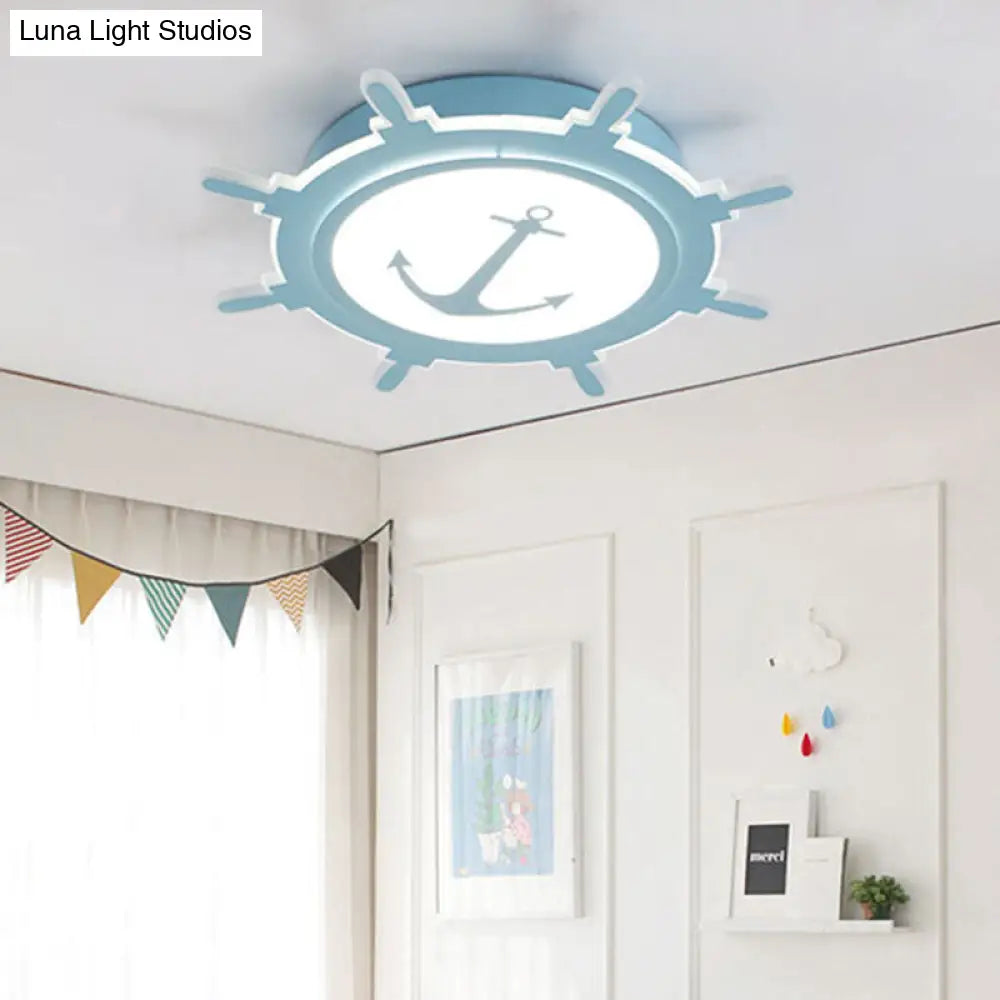 DecorBites™ DecorBites™ Nautical Style Acrylic Flushmount Ceiling Light with Rudder and Anchor Design - Perfect for Teens