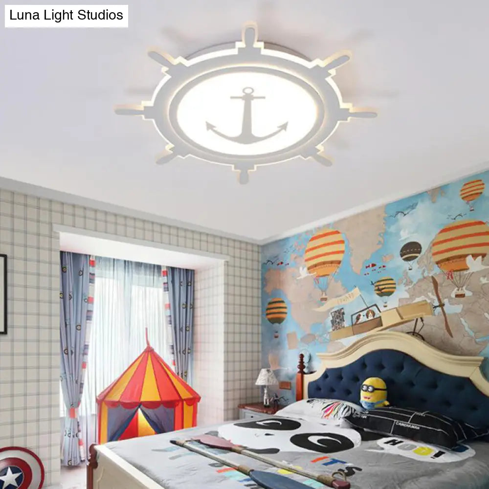 DecorBites™ DecorBites™ Nautical Style Acrylic Flushmount Ceiling Light with Rudder and Anchor Design - Perfect for Teens