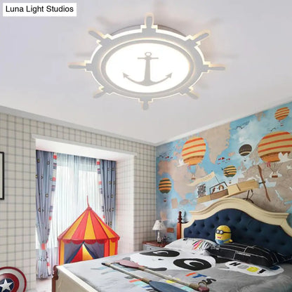 DecorBites™ DecorBites™ Nautical Style Acrylic Flushmount Ceiling Light with Rudder and Anchor Design - Perfect for Teens