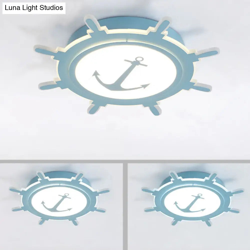 DecorBites™ DecorBites™ Nautical Style Acrylic Flushmount Ceiling Light with Rudder and Anchor Design - Perfect for Teens