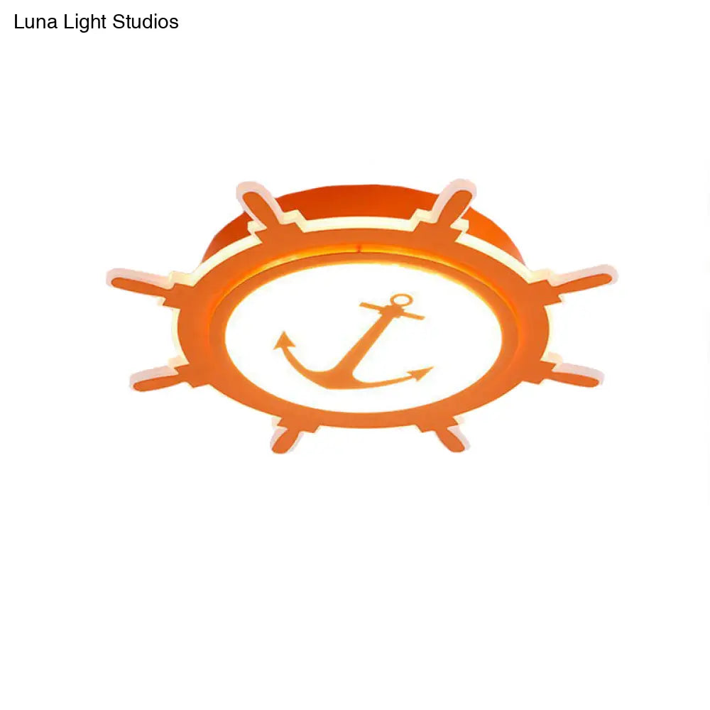 DecorBites™ DecorBites™ Nautical Style Acrylic Flushmount Ceiling Light with Rudder and Anchor Design - Perfect for Teens