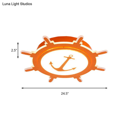 DecorBites™ DecorBites™ Nautical Style Acrylic Flushmount Ceiling Light with Rudder and Anchor Design - Perfect for Teens