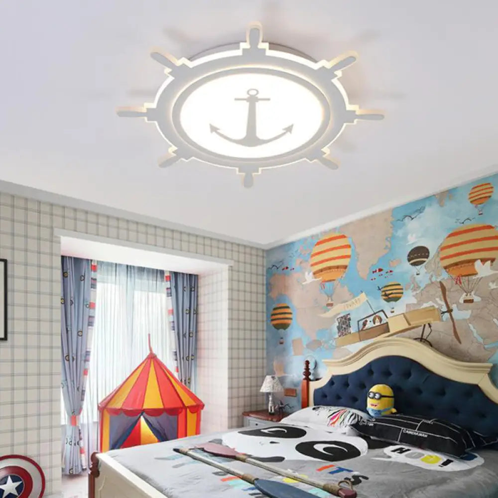 DecorBites™ DecorBites™ Nautical Style Acrylic Flushmount Ceiling Light with Rudder and Anchor Design - Perfect for Teens