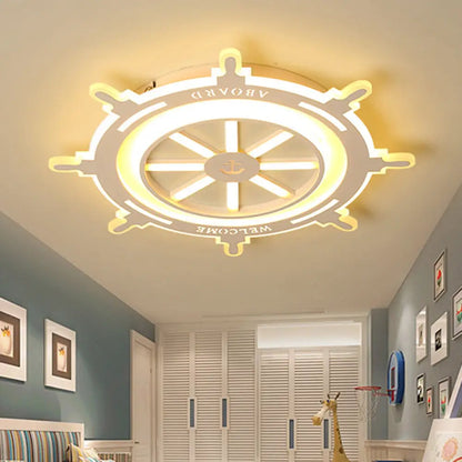 DecorBites™ DecorBites™ Nautical Style Acrylic Rudder Ceiling Mount Light - White Ceiling Fixture for Baby Bedroom