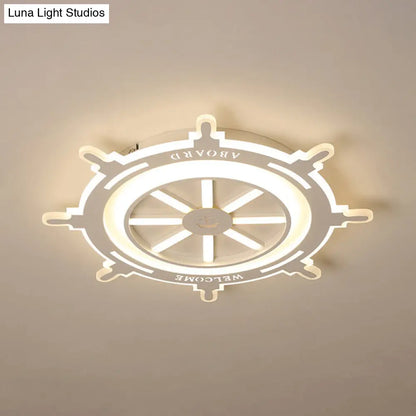 DecorBites™ DecorBites™ Nautical Style Acrylic Rudder Ceiling Mount Light - White Ceiling Fixture for Baby Bedroom