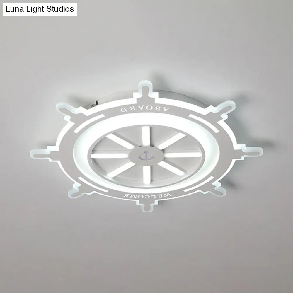 DecorBites™ DecorBites™ Nautical Style Acrylic Rudder Ceiling Mount Light - White Ceiling Fixture for Baby Bedroom