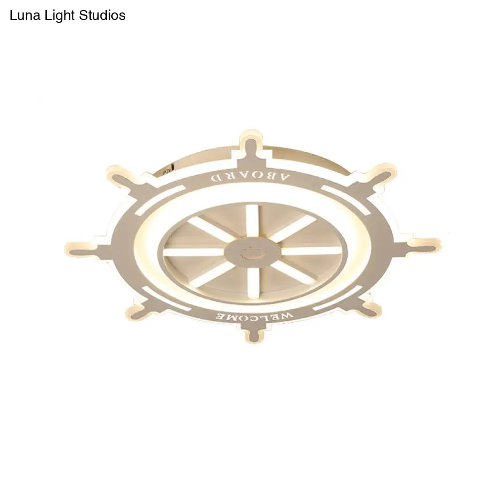 DecorBites™ DecorBites™ Nautical Style Acrylic Rudder Ceiling Mount Light - White Ceiling Fixture for Baby Bedroom
