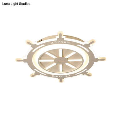 DecorBites™ DecorBites™ Nautical Style Acrylic Rudder Ceiling Mount Light - White Ceiling Fixture for Baby Bedroom