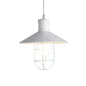 Nautical Style Cone Ceiling Light with Wire Guard - Rust/White Hanging Pendant