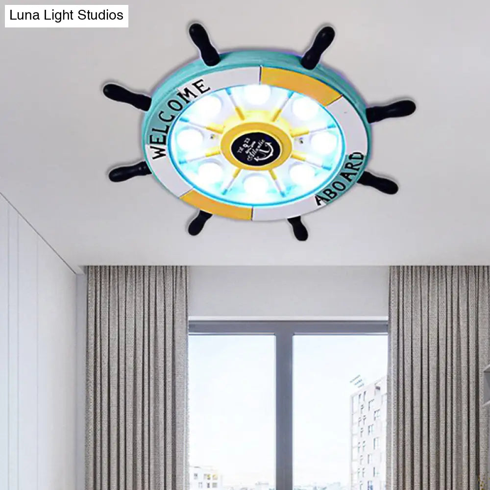 DecorBites™ DecorBites™ Nautical Style Flush Mount Light with Rudder Shape - 8 Lights Metal Ceiling Lamp for Nursing Room