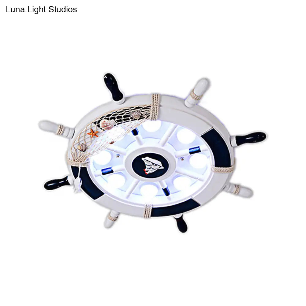 DecorBites™ DecorBites™ Nautical Style Flush Mount Light with Rudder Shape - 8 Lights Metal Ceiling Lamp for Nursing Room