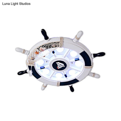 DecorBites™ DecorBites™ Nautical Style Flush Mount Light with Rudder Shape - 8 Lights Metal Ceiling Lamp for Nursing Room