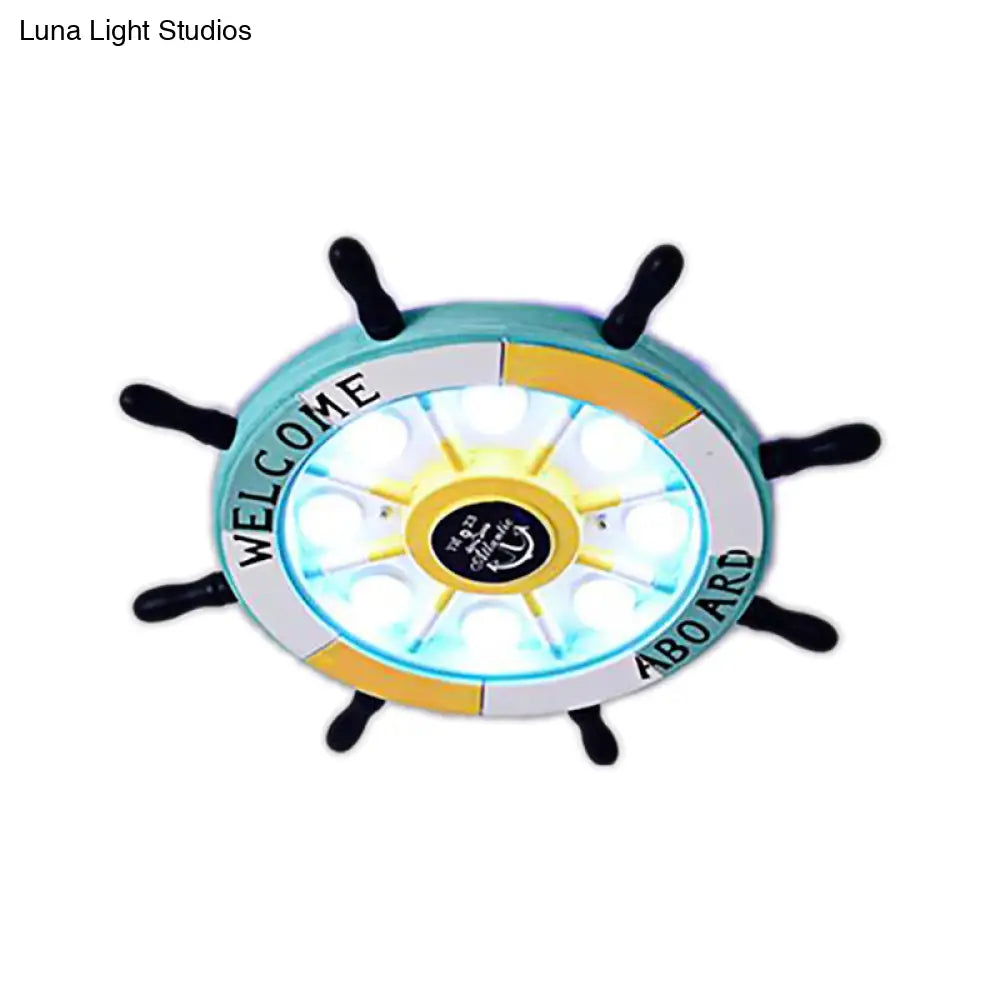 DecorBites™ DecorBites™ Nautical Style Flush Mount Light with Rudder Shape - 8 Lights Metal Ceiling Lamp for Nursing Room