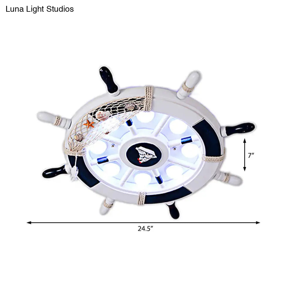 DecorBites™ DecorBites™ Nautical Style Flush Mount Light with Rudder Shape - 8 Lights Metal Ceiling Lamp for Nursing Room