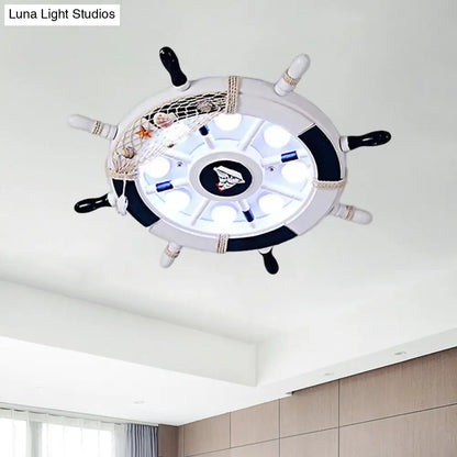 DecorBites™ DecorBites™ Nautical Style Flush Mount Light with Rudder Shape - 8 Lights Metal Ceiling Lamp for Nursing Room